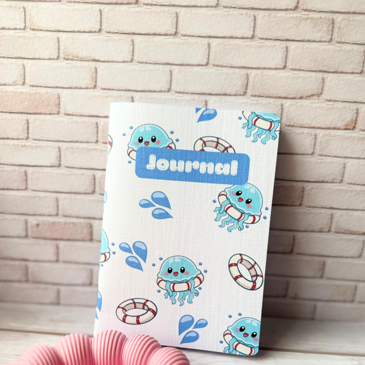 Notizbuch Qualle „Mach keine Welle“ – A6, handgemacht