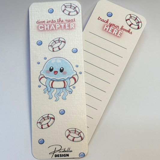 Lesezeichen Qualle – Fine-Art-Papier & Buchtracker, 15 × 5 cm